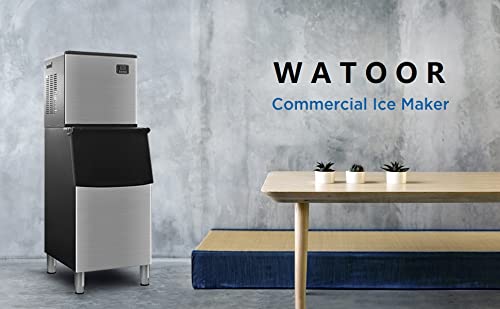 מכונת קרח מסחרית WATEOR נירוסטה נירוסטה מכונת קרח תעשייתית ETL אישרה 350 קילוגרמים/24 שעות עם פח של 200 קילוגרמים, קובייה