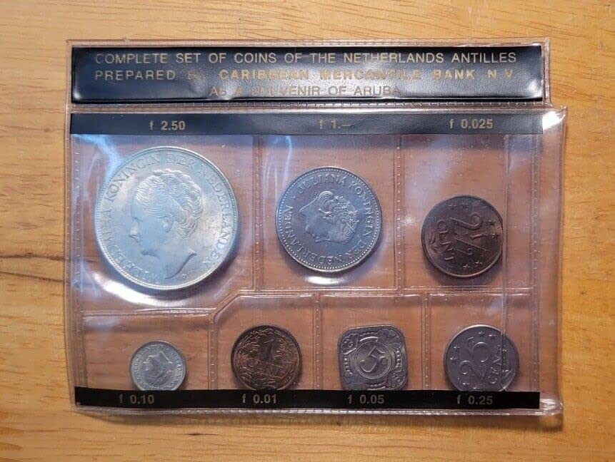 1944-1971 סט שלם של מטבעות של אנטילים הולנד שהוכנו על ידי בנק מרקנטיל בקריביים N.V.