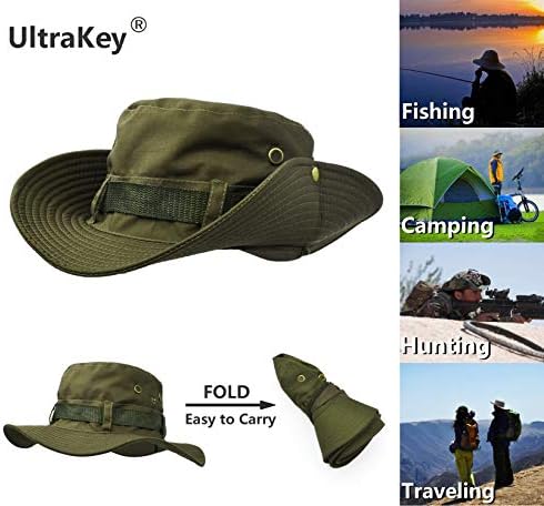 חיצוני רחב שולי שמש להגן על כובע, שכבה כפולה קלאסי ארהב לחימה צבא סגנון בוש ג ' ונגל שמש כובע לדיג ציד קמפינג