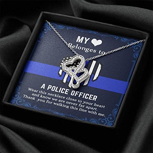 ליבי שייך לקצין משטרה מתנה שרשרת לב כפולה לאמא, מתנה לאבא, מתנה לאישה ובעלה, מתנה לילד שלי, מתנה ליום האהבה, מתנה לאהבה