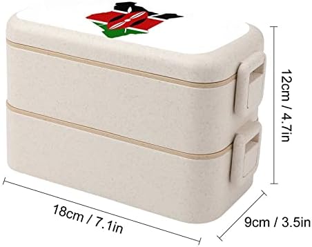 מפת דגל של קניה כפולה בנטו קופסת ארוחת צהריים בנטו מיכל ארוחת צהריים לשימוש חוזר עם כלי אוכל לסעוד בית ספר לפיקניק עבודה