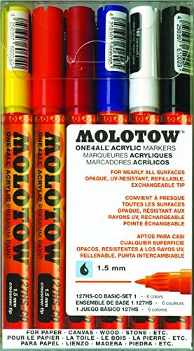 Molotow One4ALL סט סמן צבע אקרילי, 10 צבעי פסטל, 2 ממ, צבעים שונים, 1 סט כל אחד