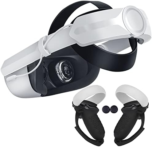 TSRWuly מתכוונן רצועת ראש vr oculus Quest 2 אביזרים, מובנה 5000 mAh סוללה מתכווננת Meta Quest 2 רצועת עילית עם כיסוי אחיזה