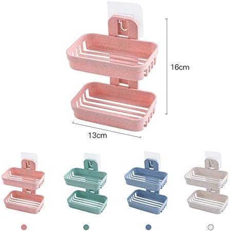 XJJZS חדר אמבטיה כלים כלים מחזיקי פלסטיק מחזיקי פלסטיק רכובים על קיר כפול אחסון ניקוז יצירתי מתלים כפולים