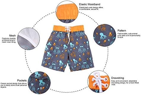 ייבוש מהיר של ילד 50 + בגדי ים להגנה מפני השמש מכנסי חוף, תמנון, אקס-קטן